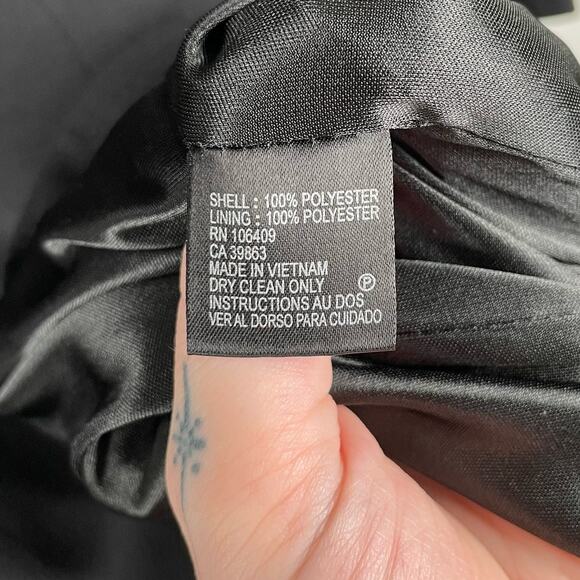 90s Vintage Bow Detail Mini Dress Black Size 4 Party Coquette 3/4 Sleeve LBD - Picture 7 of 8